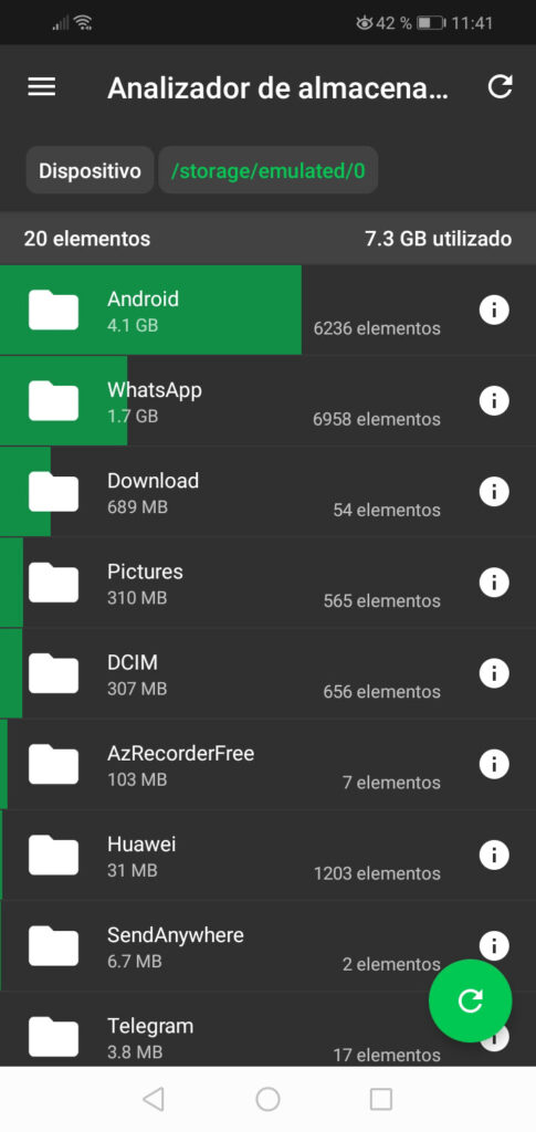 analizar almacenamiento sd maid android