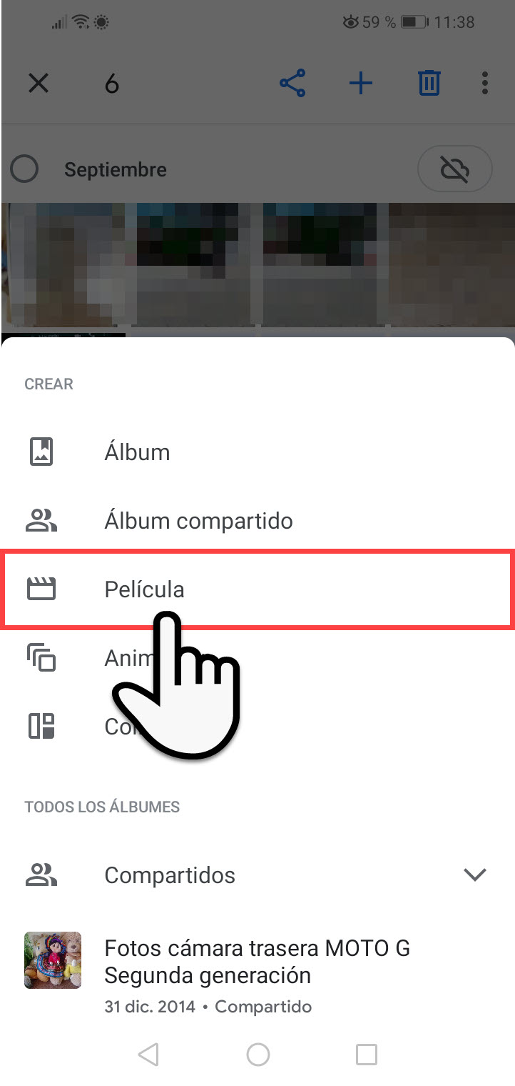 crear videos con fotos google fotos paso 2