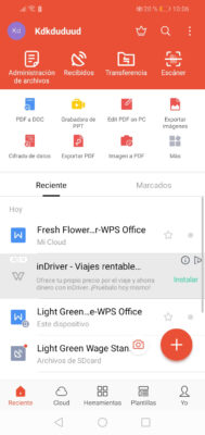 pantalla inicio wps office