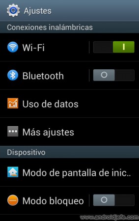 ajustes android samsung android4.1.2
