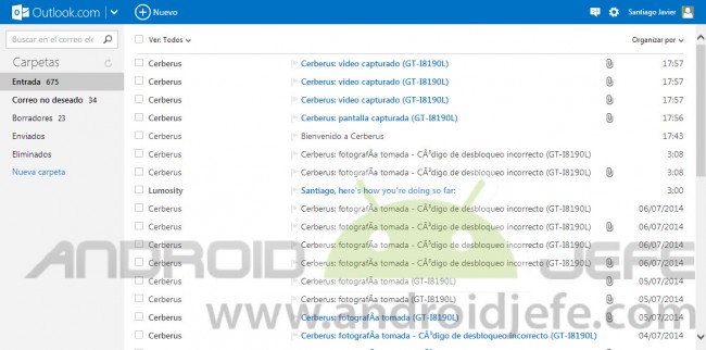 cerberus app android informacion enviada por email