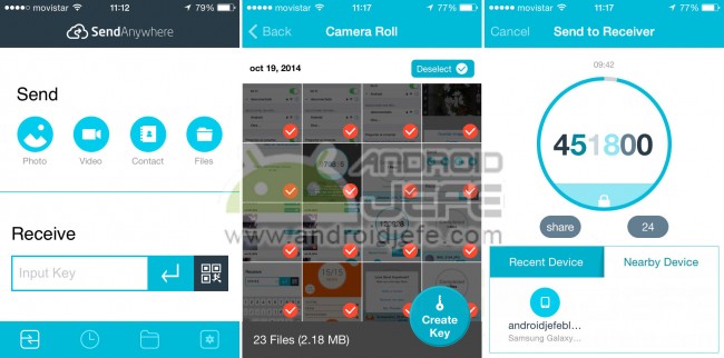 enviar archivos desde iphone a android send anywhere
