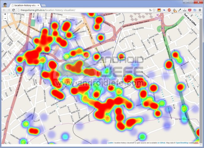 location history visualizar mapa calor ubicaciones android