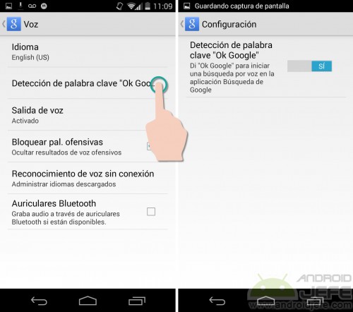 agujas del reloj fórmula Exquisito Habilitar detección OK google Motorola Moto G • Android Jefe