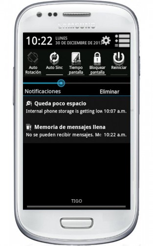 memoria de mensajes llena android
