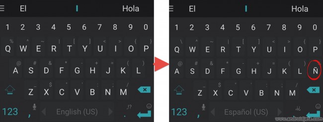 poner ñ teclado android ejemplo