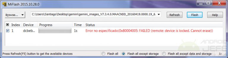 Bootloader, device is locked y status code (EJ: Motorola) • Android Jefe