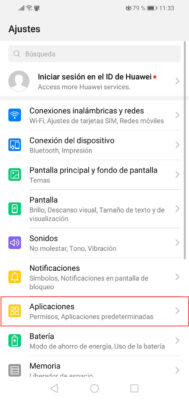 ajustes aplicaciones android