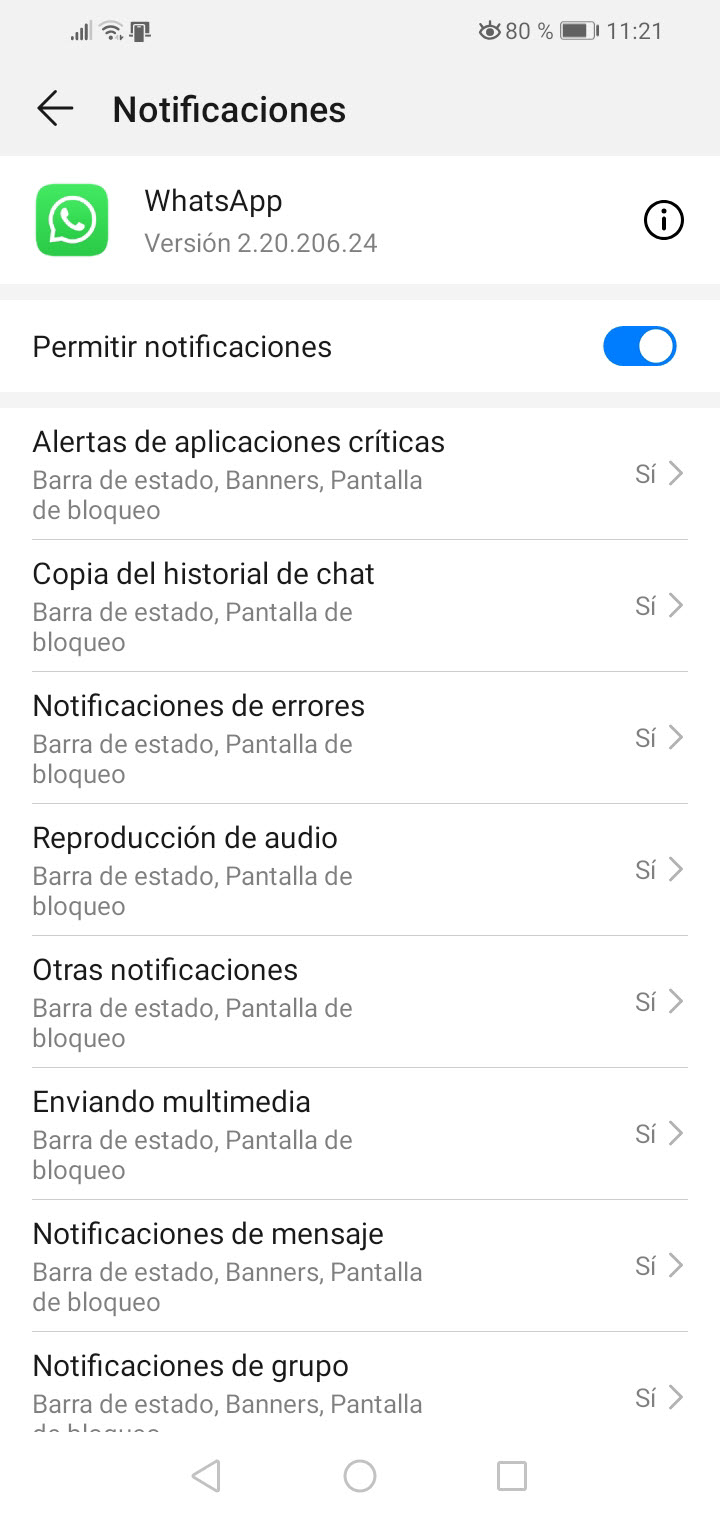 Cómo desactivar vista notificaciones barra estado de Android