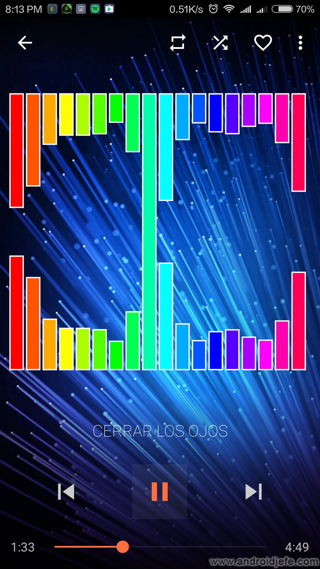 5 reproductores efectos visuales al ritmo de la musica: espectro, barras