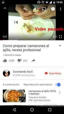 comandos voz controlar app youtube video pausado