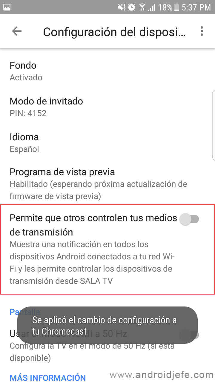 notificación Chromecast pone en todos los dispositivos