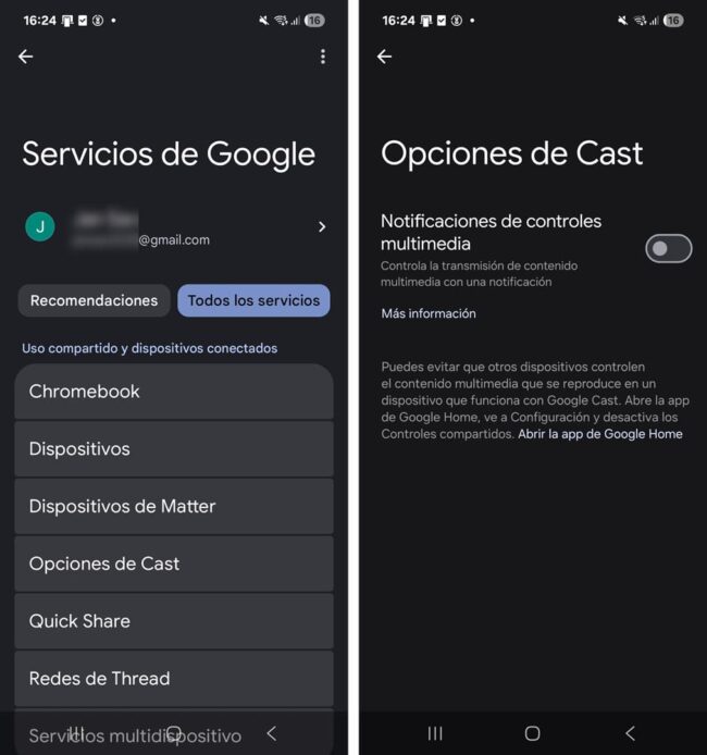quitar controles compartidos celular