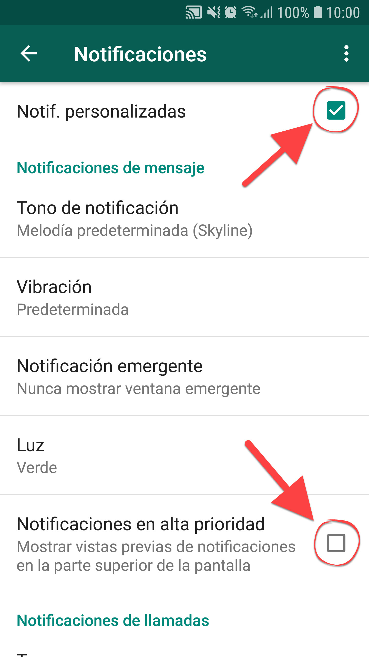 Hacer que mensajes WhatsApp no aparezcan en pantalla