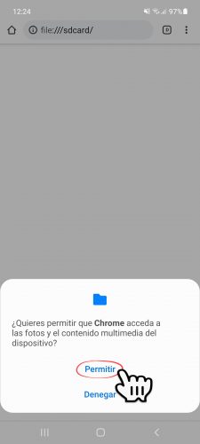 permitir chrome acceda a fotos contenido multimedia filesdcard