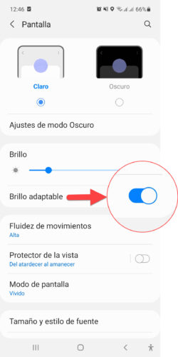 Activar Brillo adaptable