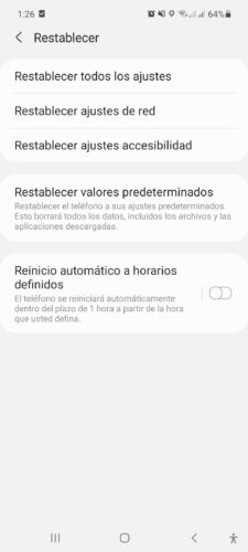 Ajustes Restablecer Android