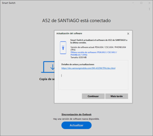 Cómo actualizar Samsung Galaxy una sola vez y rápido con Smart Switch