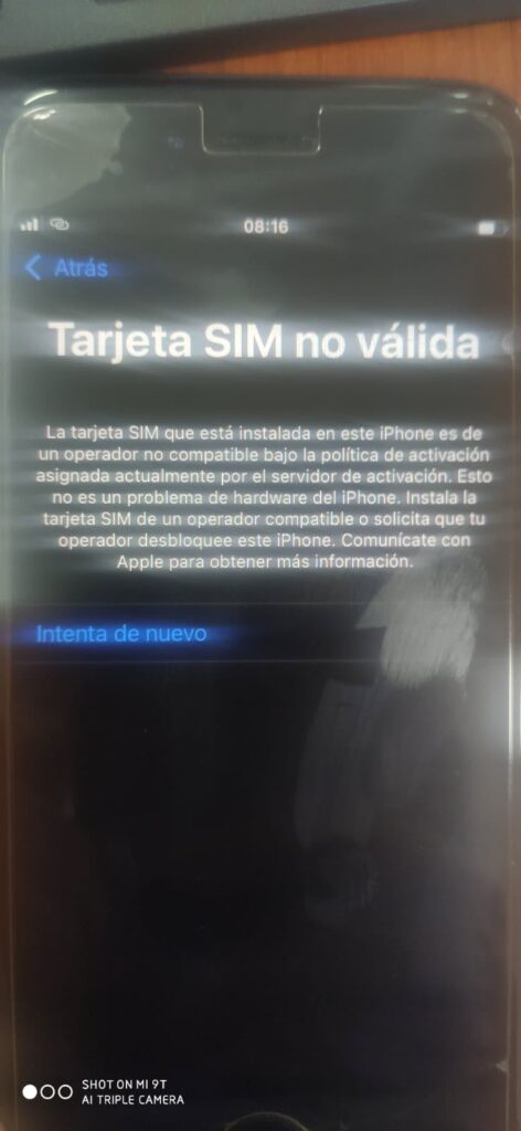 Tarjeta SIM no valida