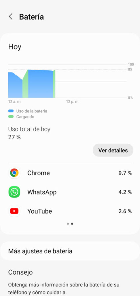 Monitor de batería del sistema Android