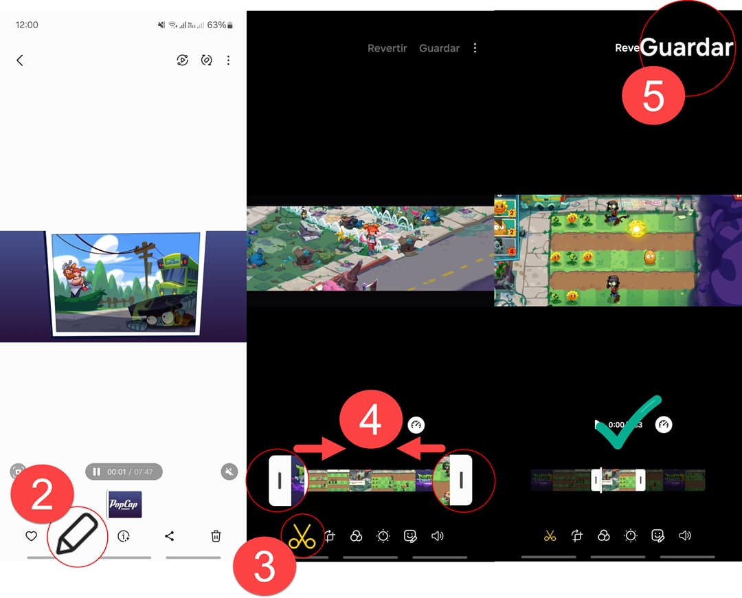 como cortar partes no deseadas de un video android