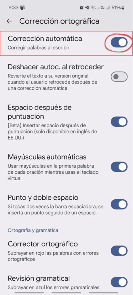 Gboard El autocorrector no funciona en android
