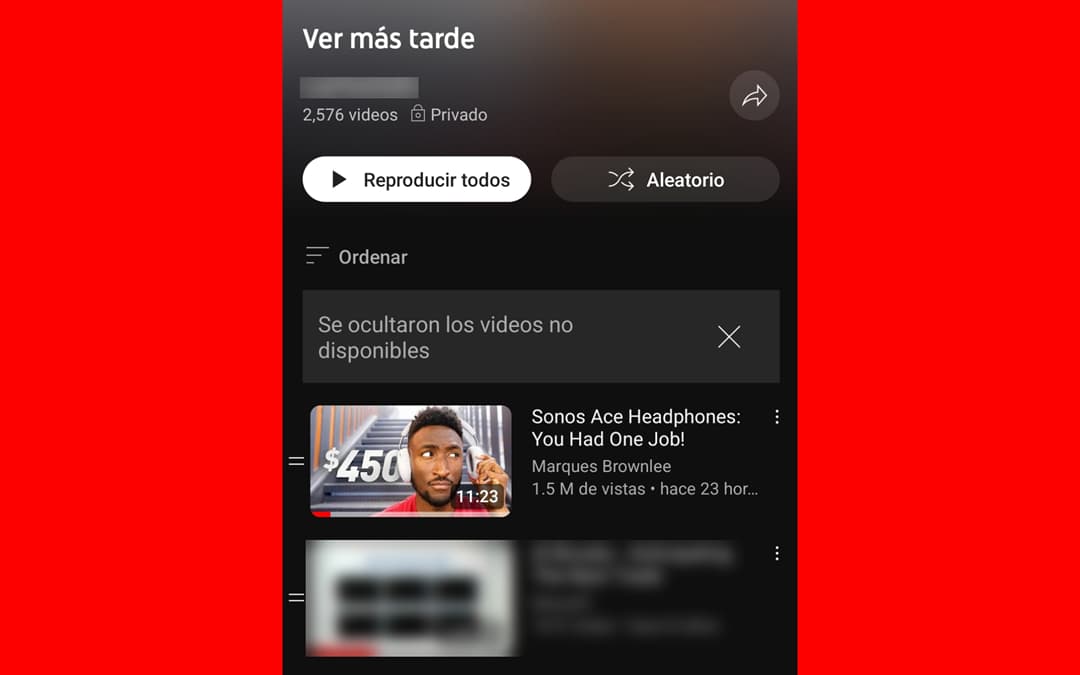 videos de youtube no aparecen en ver mas tarde