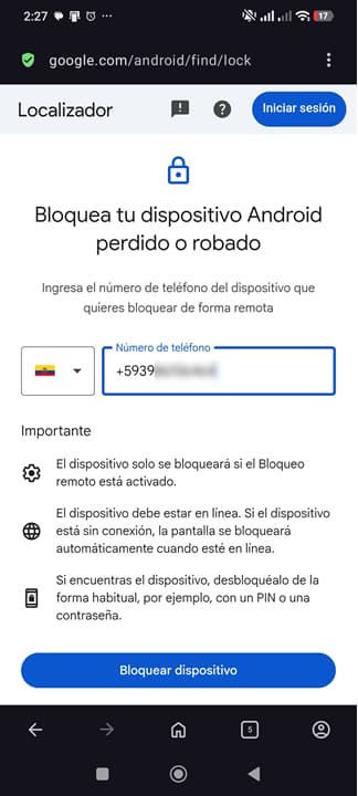 bloquear android perdido o robado