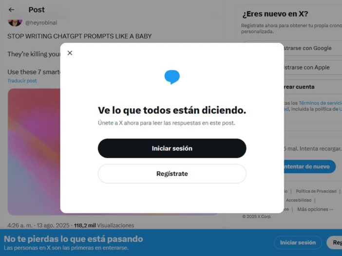 ver publicaciones de x sin iniciar sesion