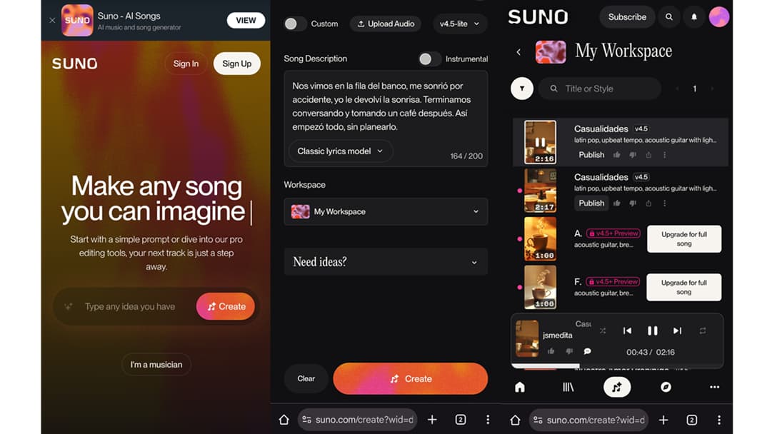 crear canciones con ia pagina