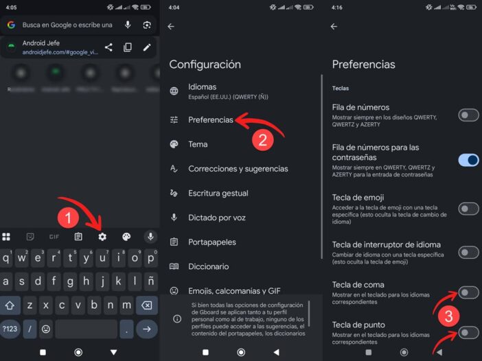 ocultar teclas gboard punto y coma