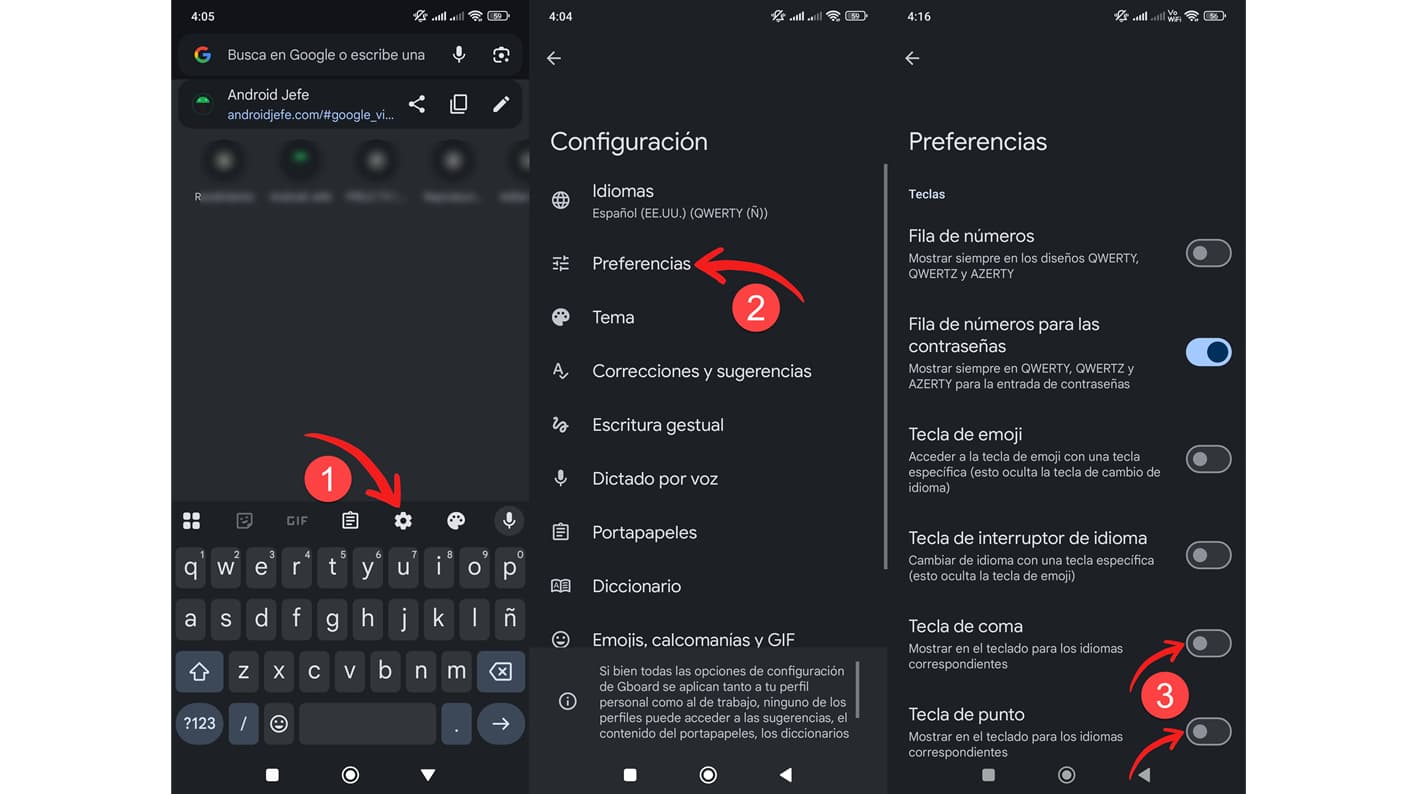 ocultar teclas gboard punto y coma