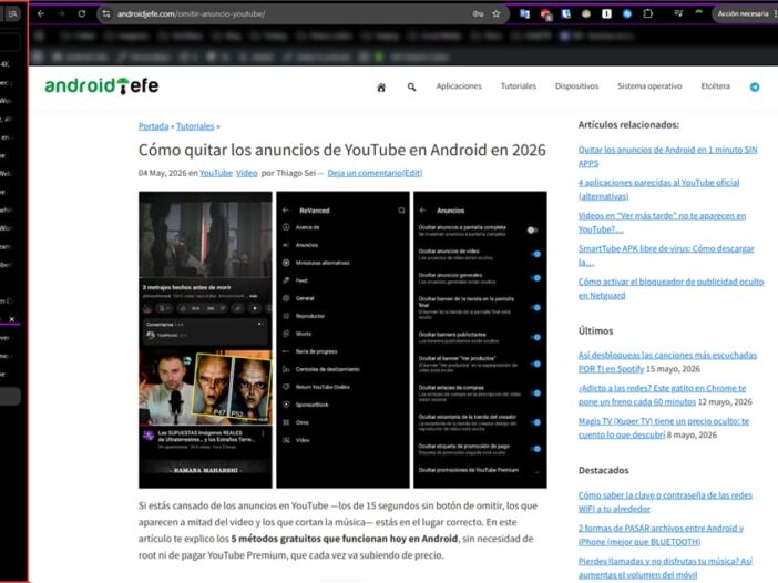 pestañas verticales chrome