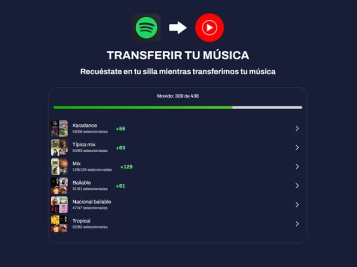 transferir playlists a youtube music desde spotify