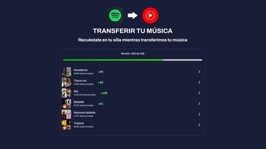 transferir playlists a youtube music desde spotify