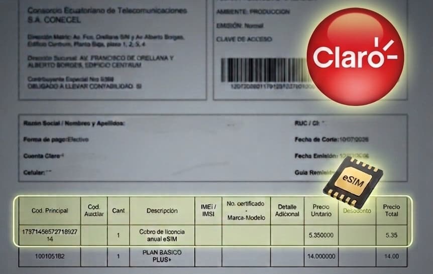 esim claro ecuador precio