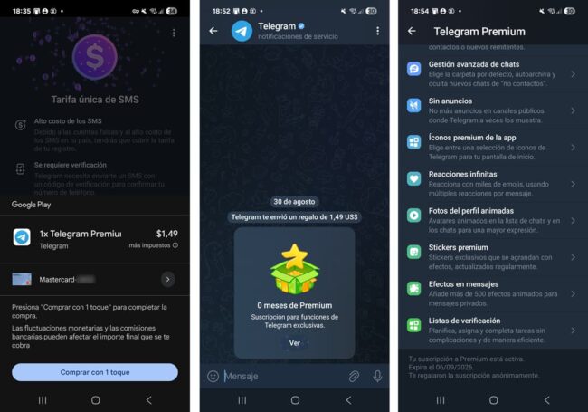 telegram premium por una semana